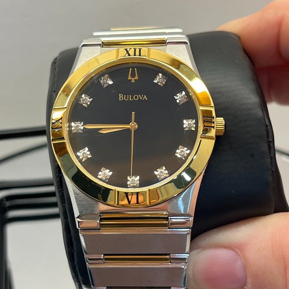 Bulova Classic Men's watch Diamond Two Tone Black Face C9671361, EUC - Picture 1 of 7
